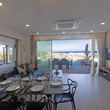 Kypriana Sea Views Walk To & Strip Sleeps 8 Pool Villa Protaras